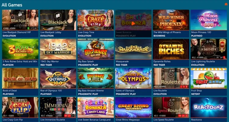 Spelaanbod bij BOF Casino