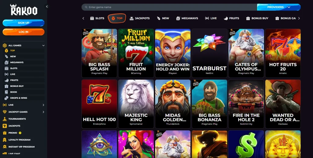 Spelaanbod bij Rakoo Casino