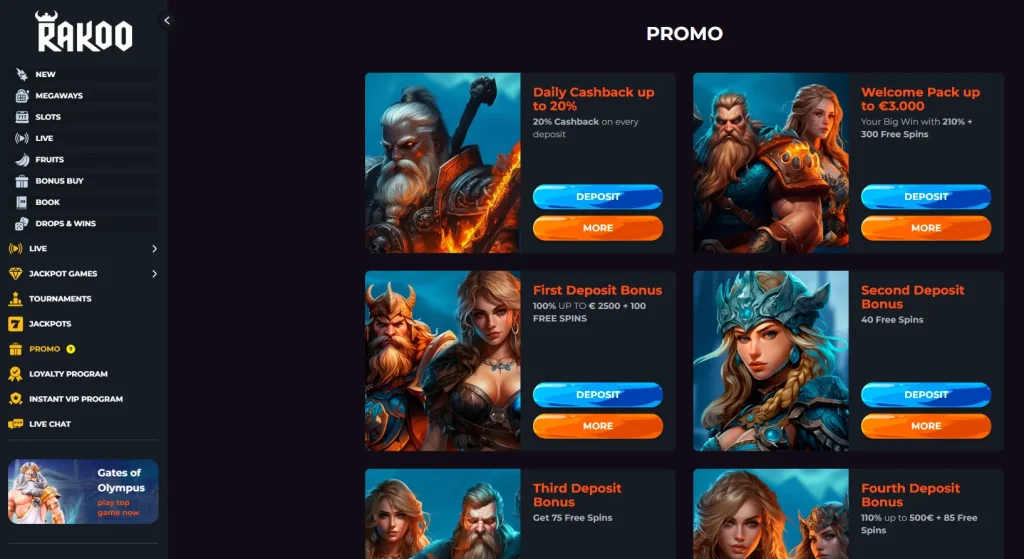 Bonussen en Promoties bij Rakoo Casino